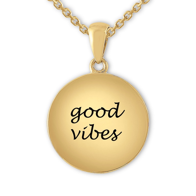 Main Image 1 of Good Vibes Disc Necklace 10K Yellow Gold 18"