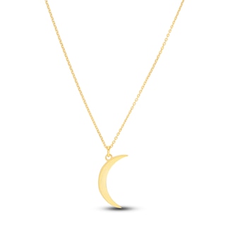 Crescent Moon Necklace 14K Yellow Gold 16-18