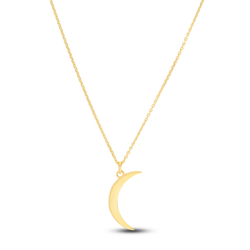 Main Image 1 of Crescent Moon Necklace 14K Yellow Gold 16-18" Adjustable