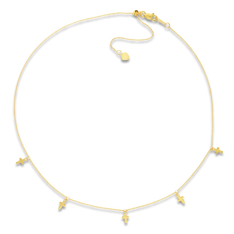 Main Image 1 of 16" Choker Cross Necklace 14K Yellow Gold 16"