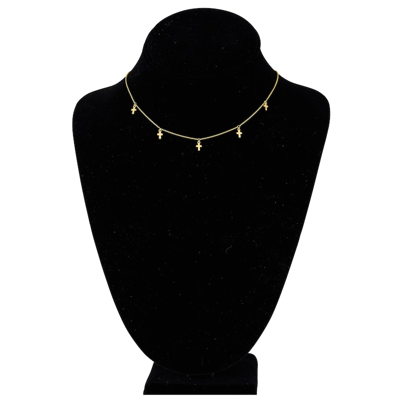 Main Image 4 of 16" Choker Cross Necklace 14K Yellow Gold 16"