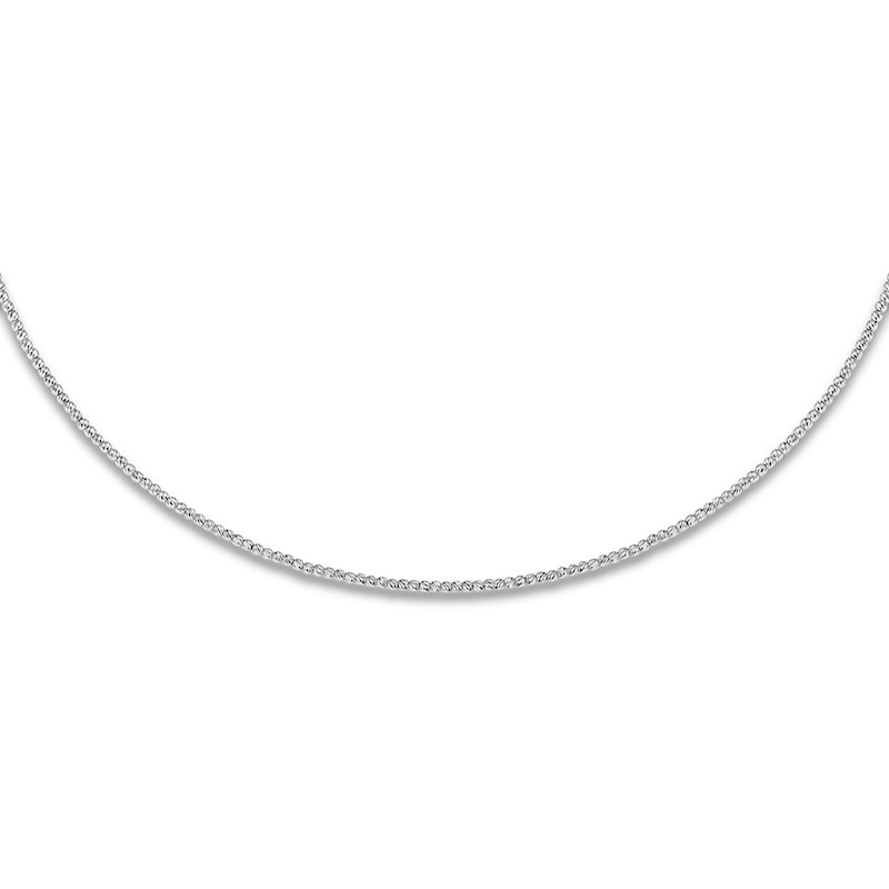 Main Image 1 of Solid Beaded Texture Choker Necklace 14K White Gold 16" Adjustable