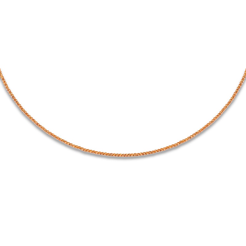 Main Image 1 of Solid Beaded Texture Choker Necklace 14K Rose Gold 16" Adjustable 2mm