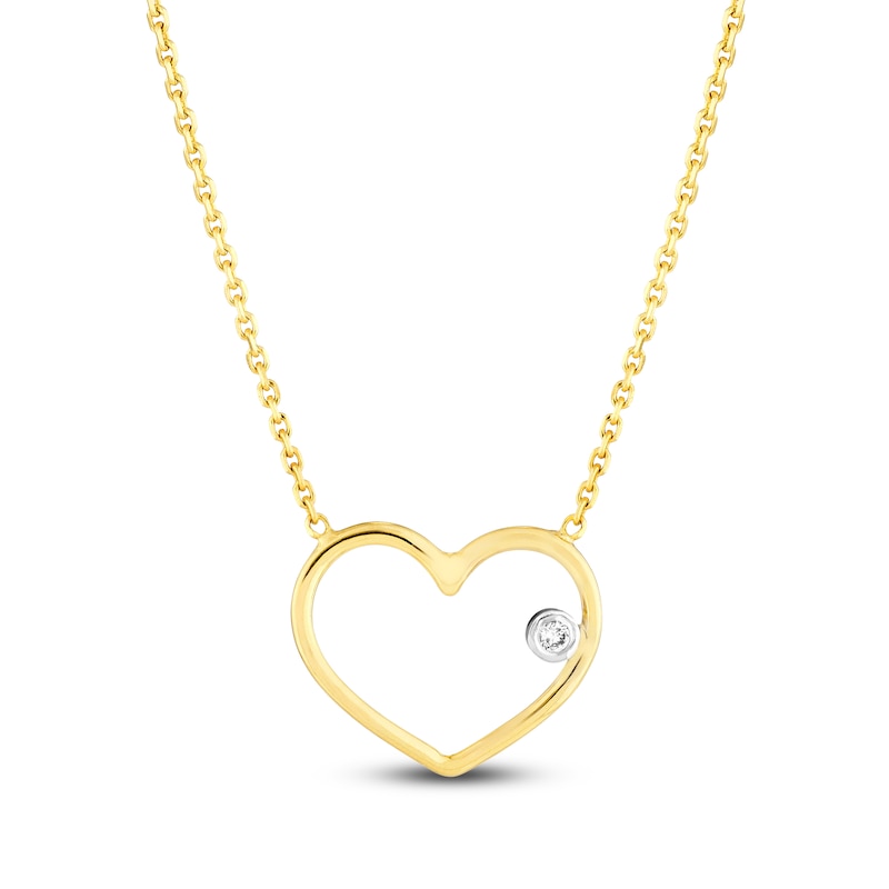 Main Image 1 of Diamond Heart Necklace 14K Yellow Gold 16" Adjustable