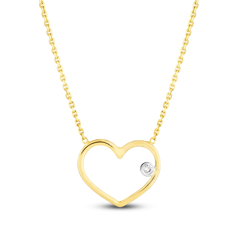 14K Gold Heart Necklace 14K White Gold / 16