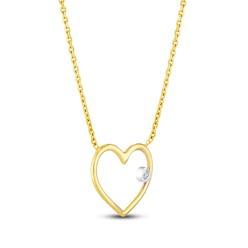 Main Image 2 of Diamond Heart Necklace 14K Yellow Gold 16" Adjustable