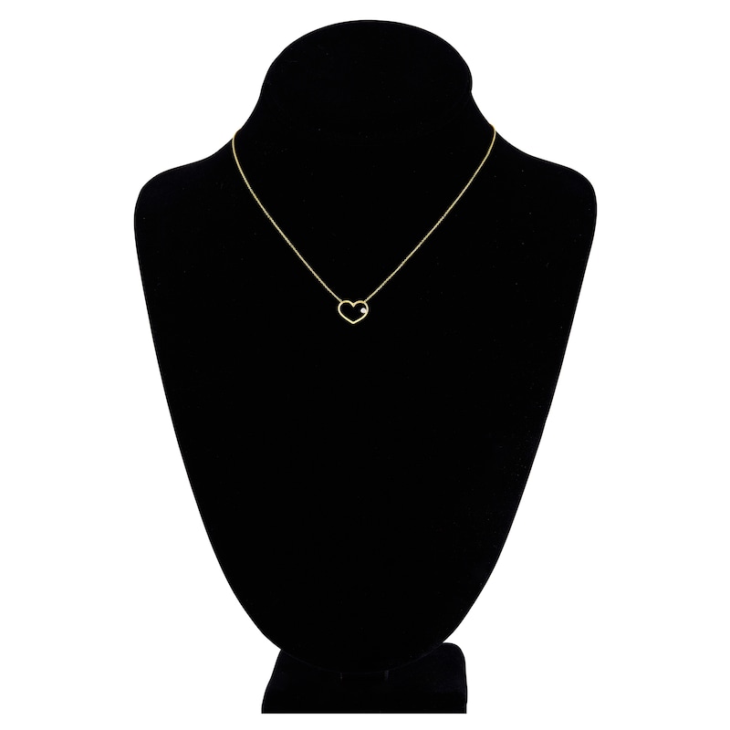 Main Image 4 of Diamond Heart Necklace 14K Yellow Gold 16" Adjustable