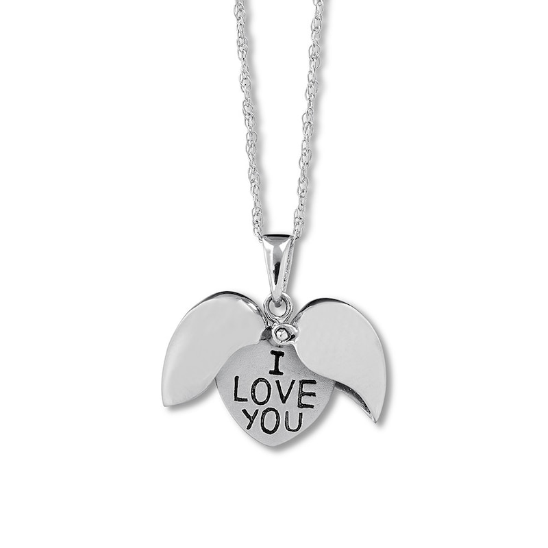 Main Image 2 of "I Love You" Heart Locket Sterling Silver 18"