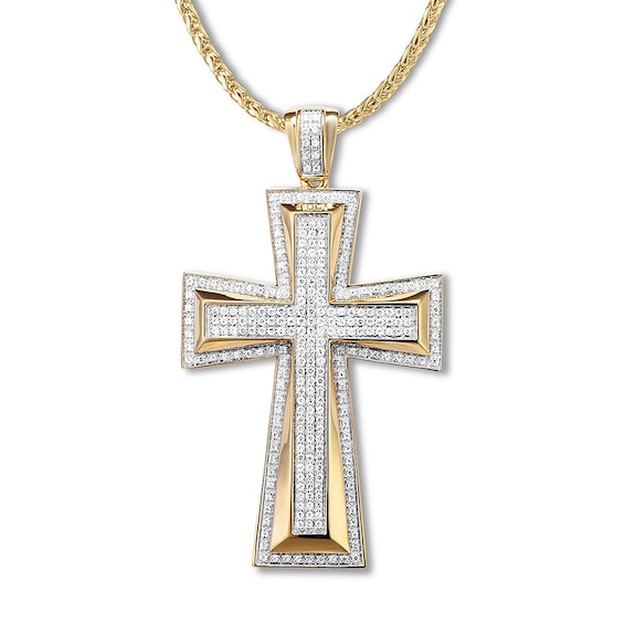 Men's Cross Necklace 1-1/2 ct tw Diamonds 10K Yellow Gold | Jared