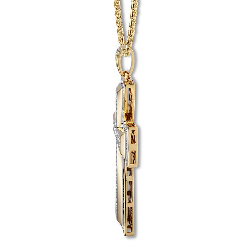 Main Image 2 of Men's Cross Necklace 1-1/2 ct tw Diamonds 10K Yellow Gold