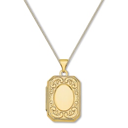 Scroll Locket 14K Yellow Gold 18"
