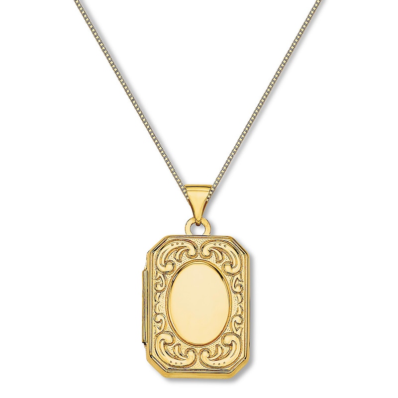 Main Image 1 of Scroll Locket 14K Yellow Gold 18"