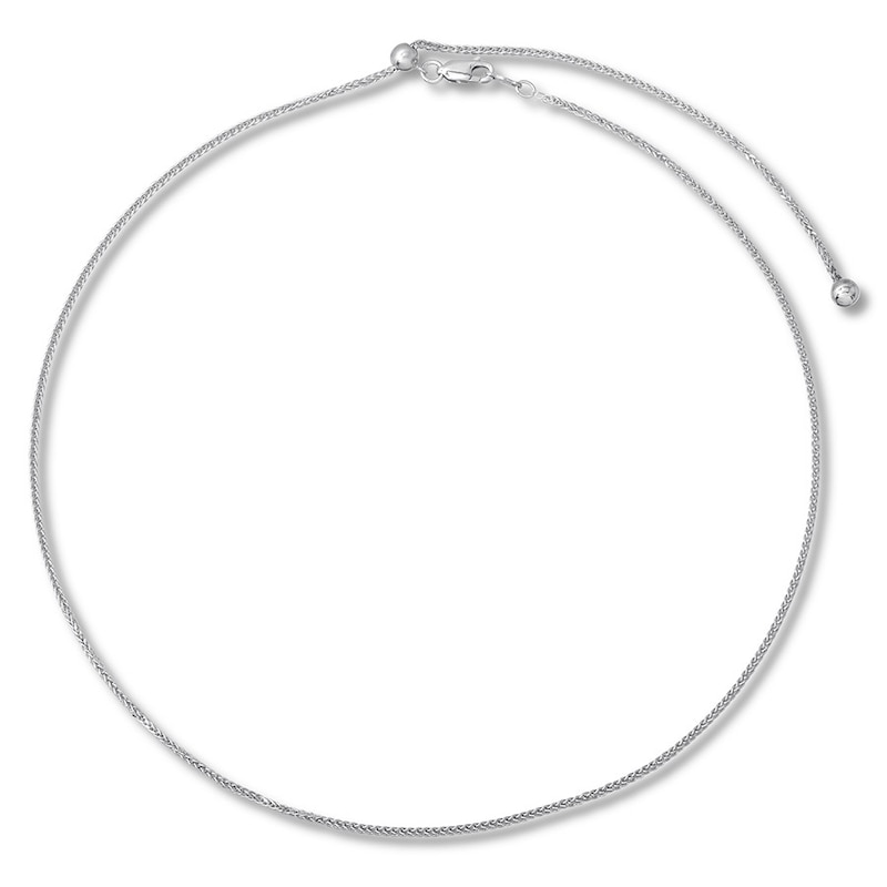 Main Image 1 of Solid Spiga Chain Necklace Sterling Silver 20" Adjustable 1.3mm