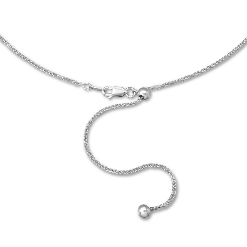 Main Image 2 of Solid Spiga Chain Necklace Sterling Silver 20" Adjustable 1.3mm