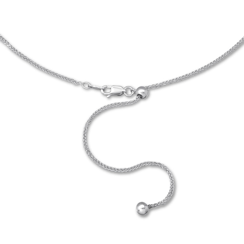 Solid Spiga Chain Necklace Sterling Silver 20" Adjustable 1.3mm