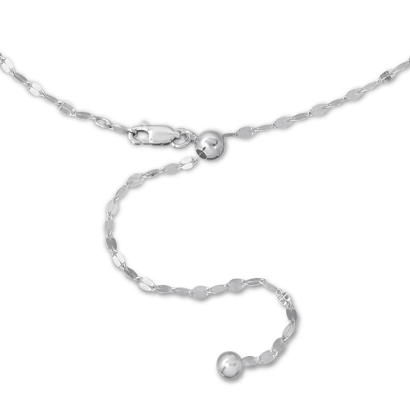 Main Image 2 of Solid Mirror Chain Necklace Sterling Silver 20" Adjustable 2.3mm