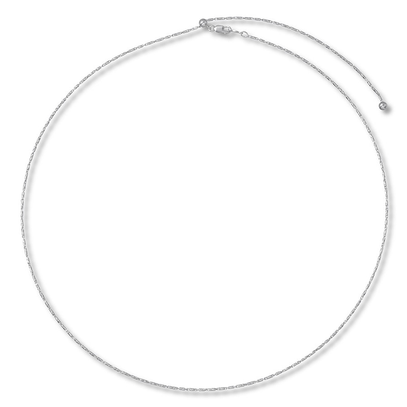 Main Image 1 of Solid Tubetto Chain Necklace Sterling Silver 24" Adjustable 1.3mm