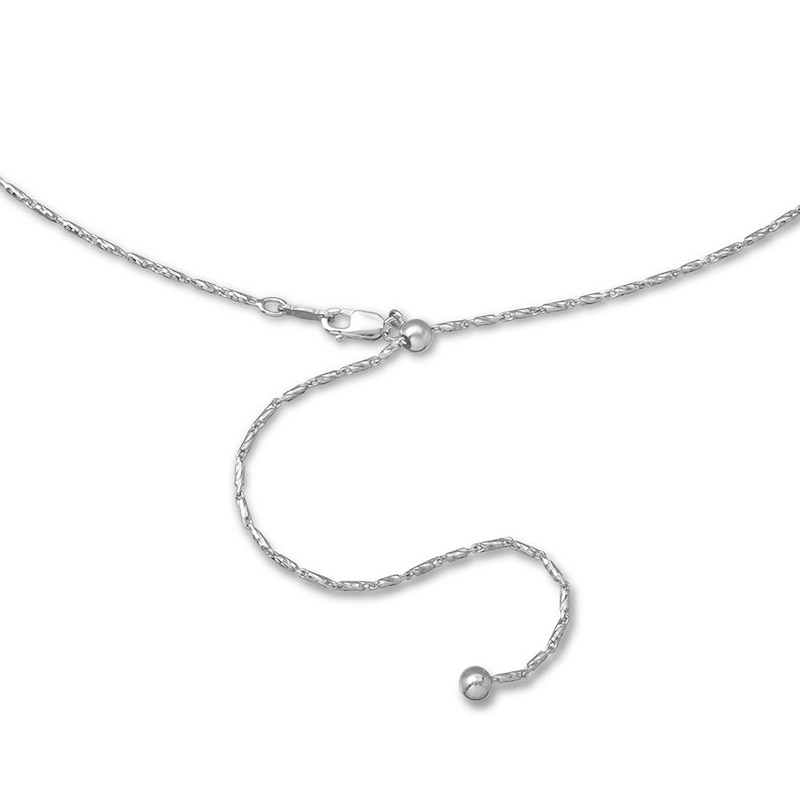 Main Image 2 of Solid Tubetto Chain Necklace Sterling Silver 24" Adjustable 1.3mm