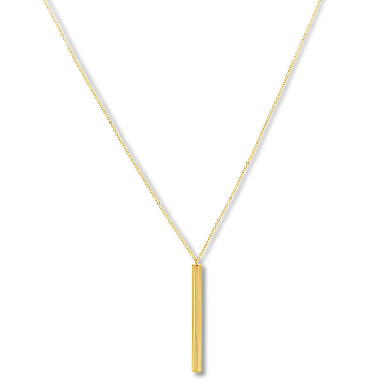 Main Image 1 of Grooved Bar Necklace 10K Yellow Gold 18"
