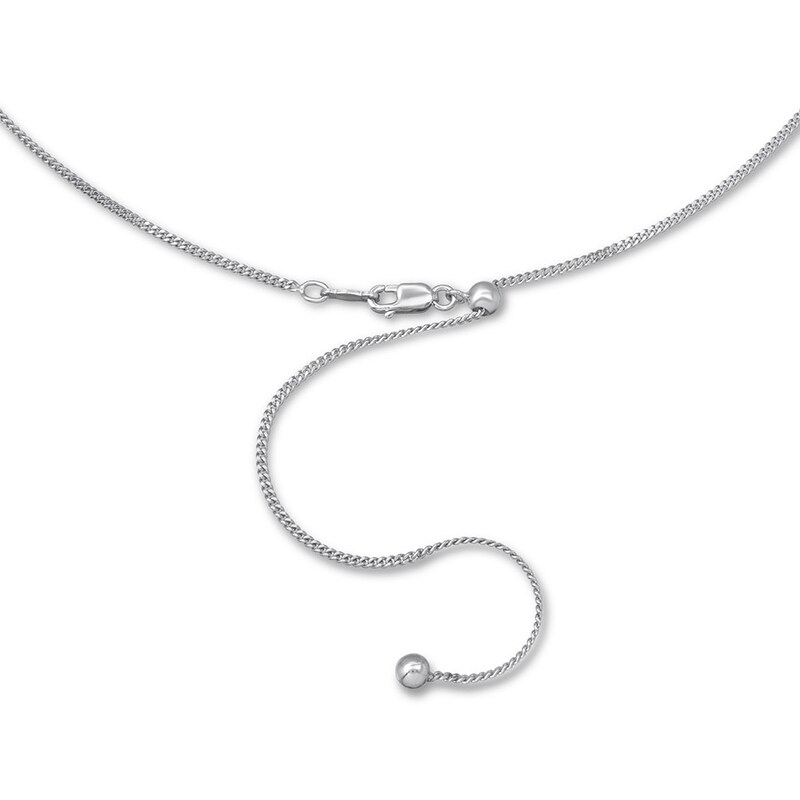 Main Image 2 of Solid Curb Chain Necklace Sterling Silver 20" Adjustable 1.4mm