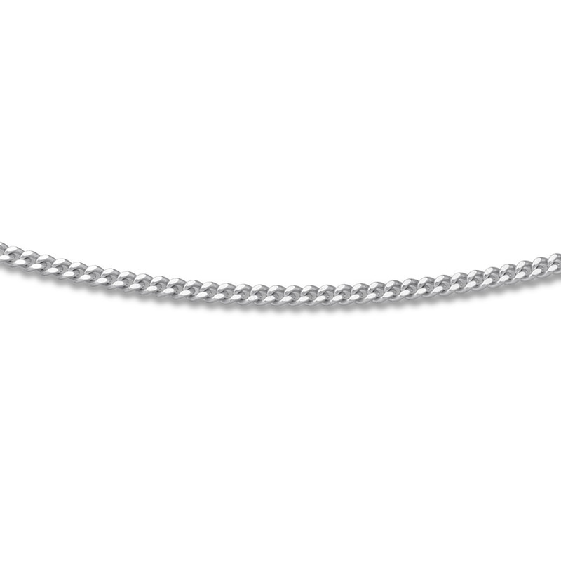 Main Image 3 of Solid Curb Chain Necklace Sterling Silver 20" Adjustable 1.4mm