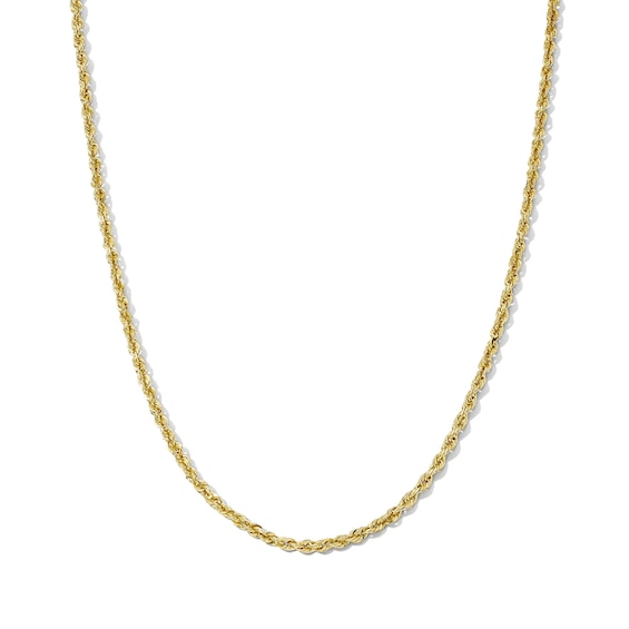 Solid Glitter Rope Chain Necklace 14K Yellow Gold 22" 2.5mm