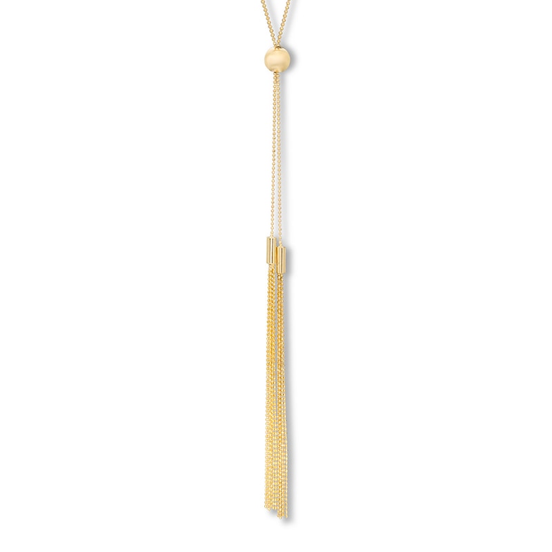 Tassel Bolo Necklace 10K Yellow Gold 26"