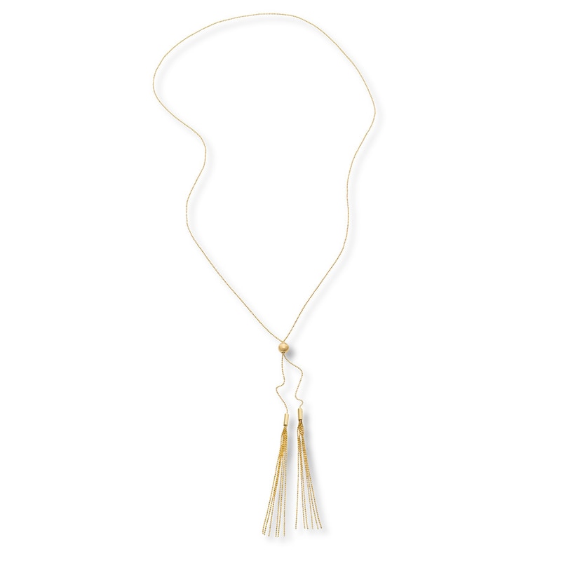 Tassel Bolo Necklace 10K Yellow Gold 26"