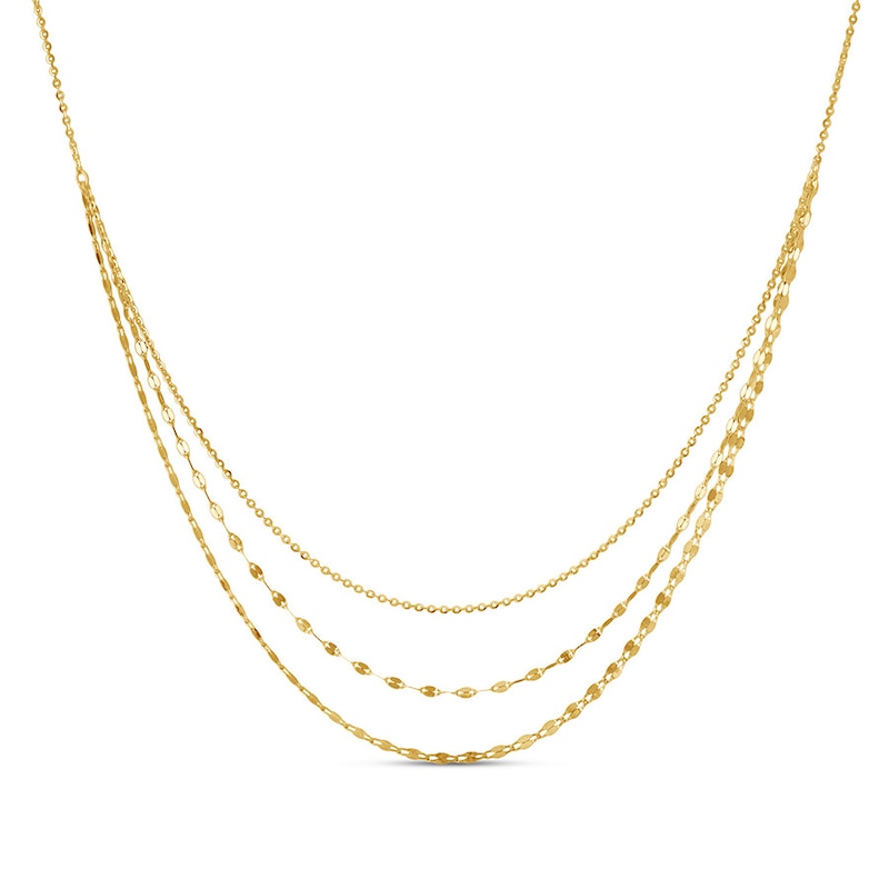 Mirror Chain Necklace 10K Yellow Gold 28"