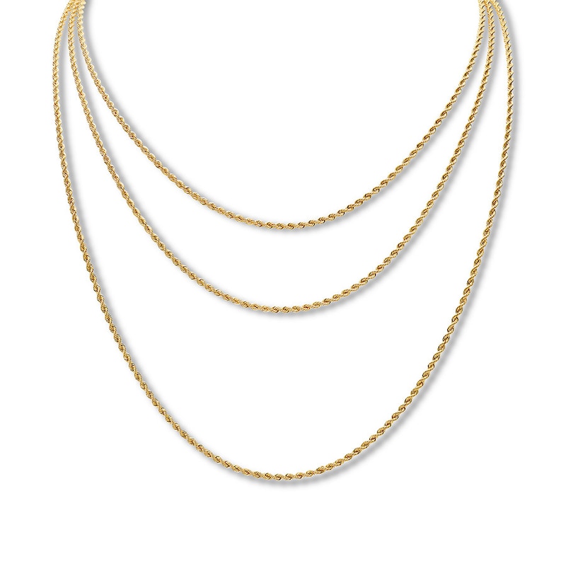 Triple Rope Chain Necklace 10K Yellow Gold 18"