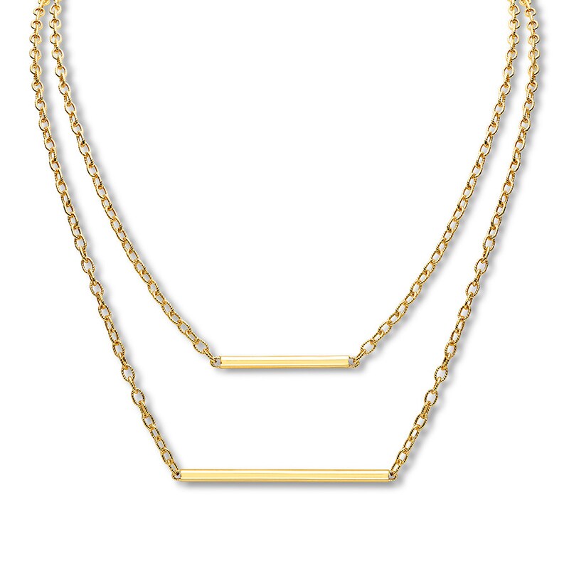 Main Image 1 of Double Bar Link Chain Necklace 10K Yellow Gold 18"