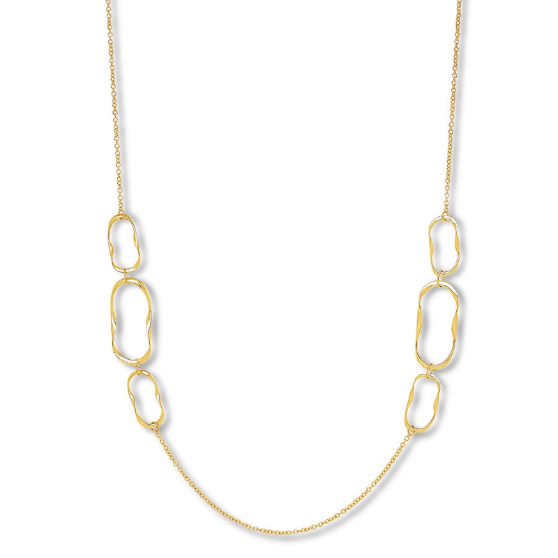 Link Station Necklace 14K Yellow Gold 25.5"