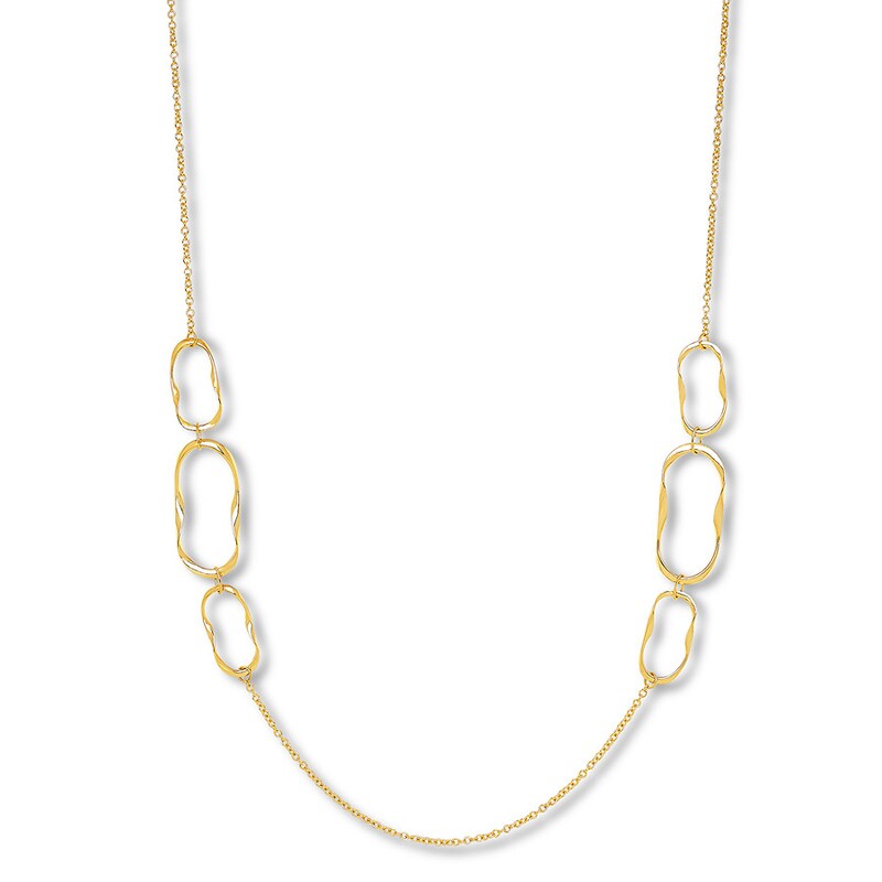 Link Station Necklace 14K Yellow Gold 25.5"