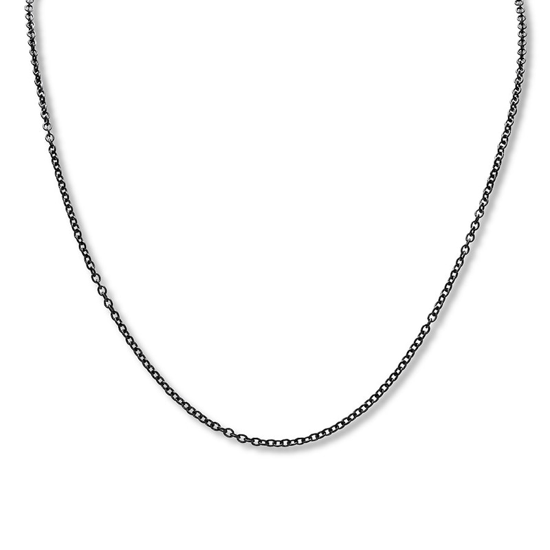 Solid Cable Chain Necklace Black Ion-Plated Stainless Steel 30" 2mm