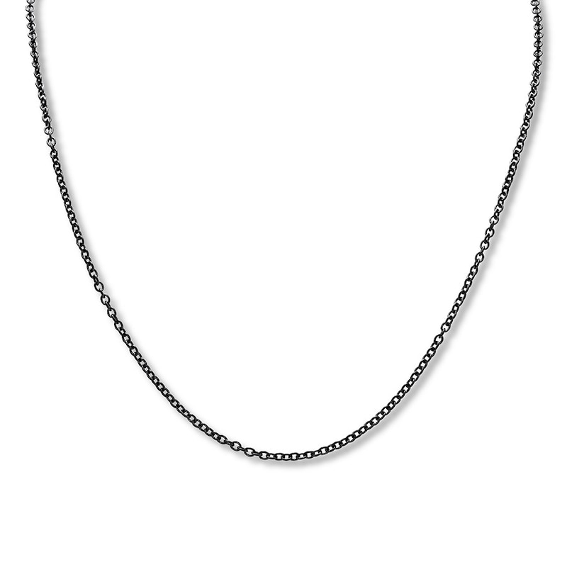 Main Image 1 of Solid Cable Chain Necklace Black Ion-Plated Stainless Steel 30" 2mm