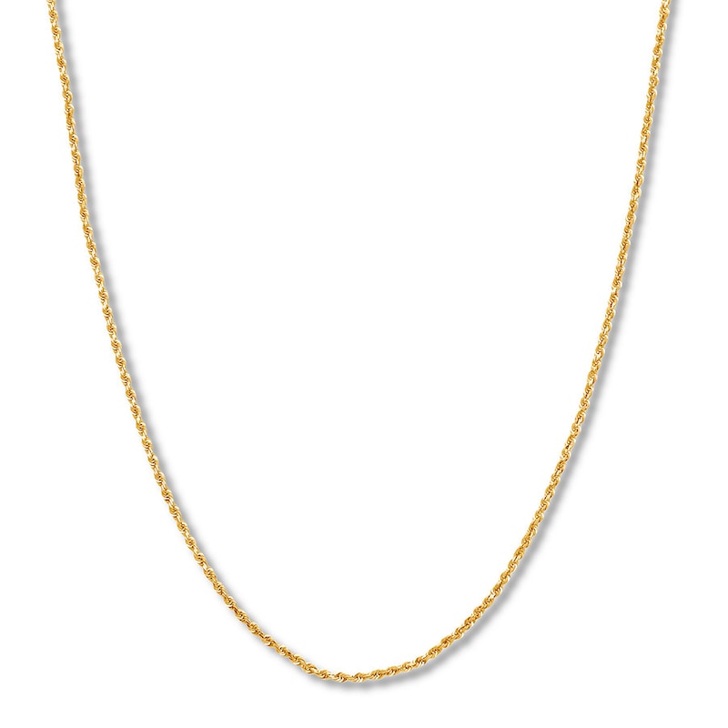 Solid Rope Chain Necklace 14K Yellow Gold 20" Length 1.6mm