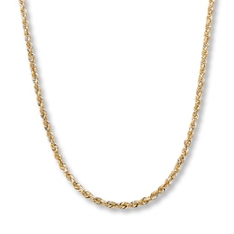 Solid Rope Chain 14K Yellow Gold 24" Length 3mm