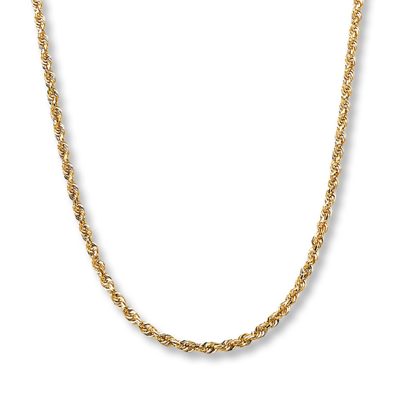Solid Rope Chain 14K Yellow Gold  24" Length 3mm