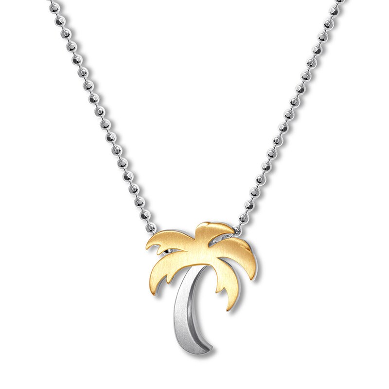 Main Image 1 of Alex Woo Necklace Fusion Palm Tree Sterling Silver/18K Gold