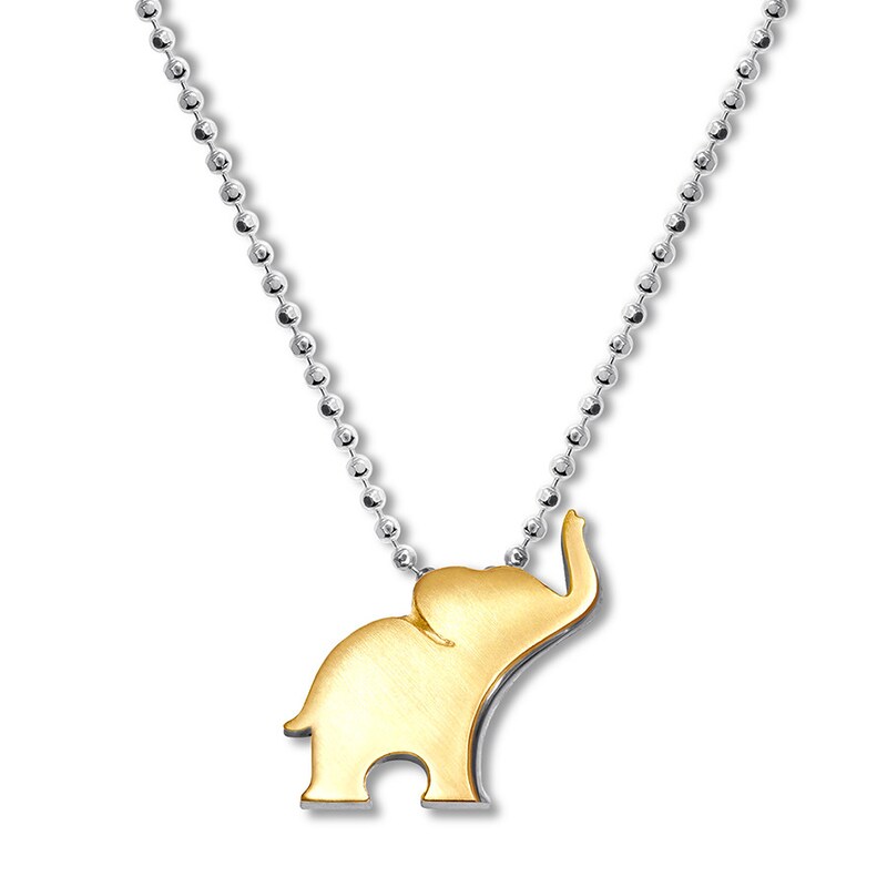 Main Image 1 of Alex Woo Necklace Fusion Elephant Sterling Silver/18K Gold