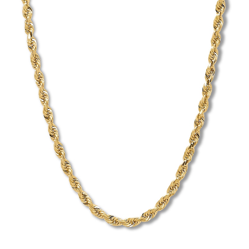 Main Image 1 of Solid Glitter Rope Chain Necklace 10K Yellow Gold 24" Length 4.5mm