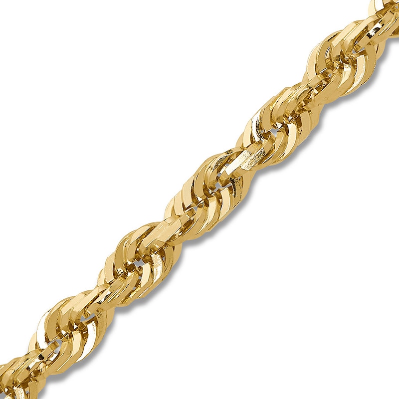 Solid Glitter Rope Chain Necklace 10K Yellow Gold 24" Length 4.5mm