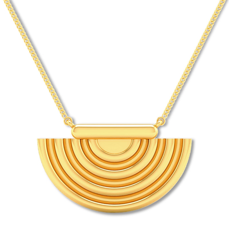 Main Image 1 of Half Circle Bar Necklace 10K Yellow Gold 18"
