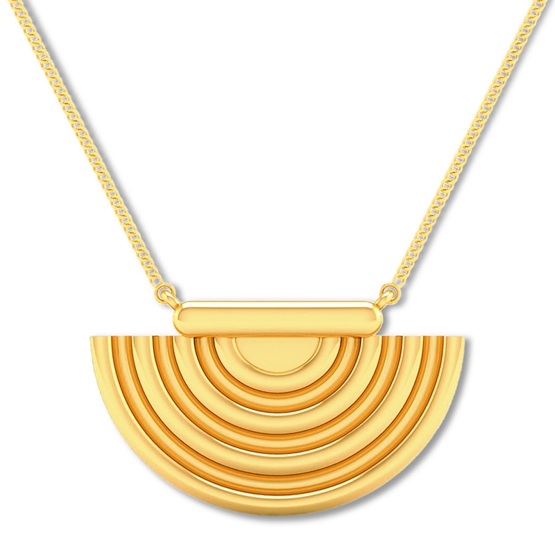 Half Circle Bar Necklace 10K Yellow Gold 18"