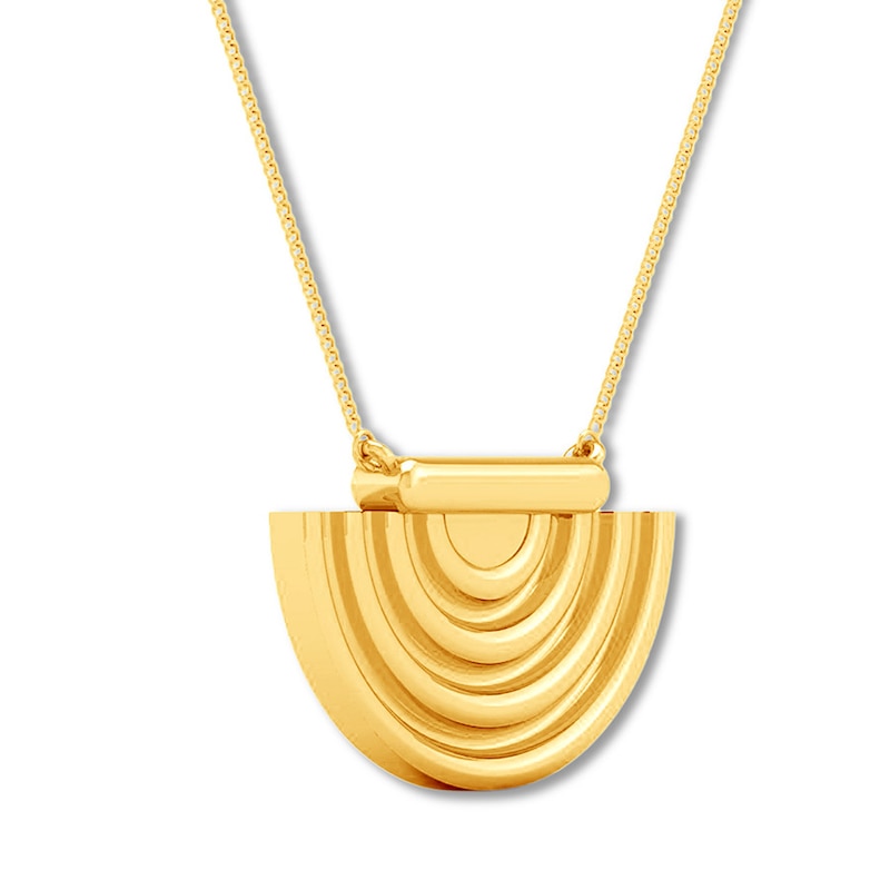 Half Circle Bar Necklace 10K Yellow Gold 18"