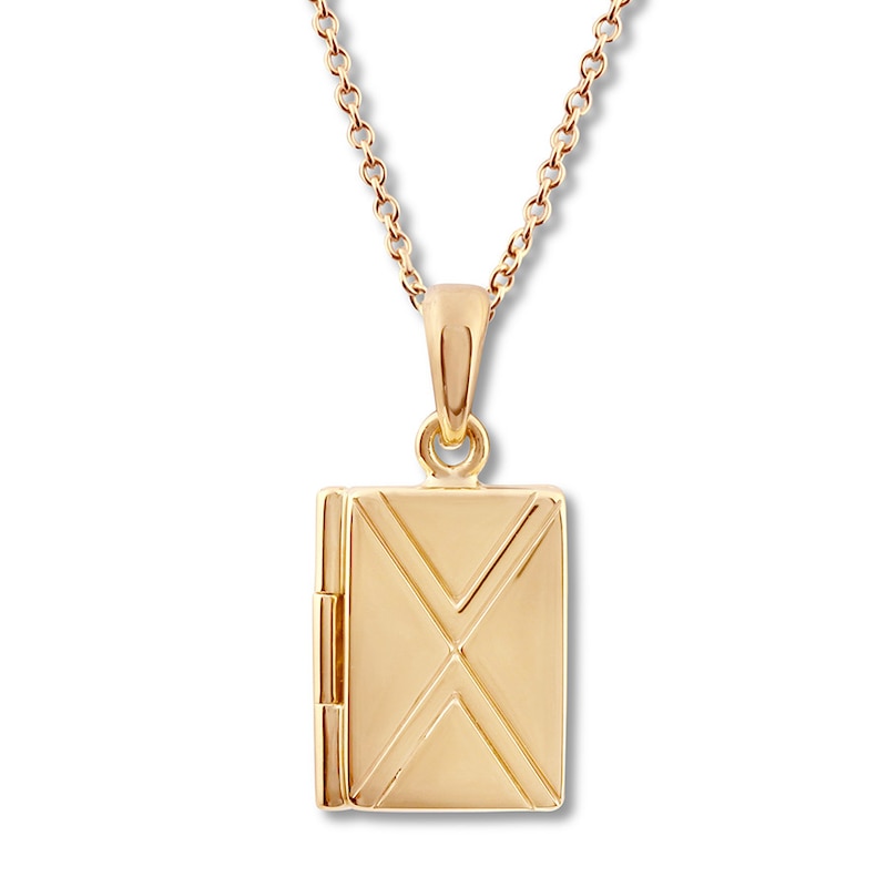Main Image 1 of Geometric Motifs Locket Necklace 10K Yellow Gold 18"