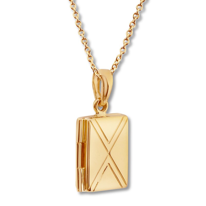 Main Image 3 of Geometric Motifs Locket Necklace 10K Yellow Gold 18"