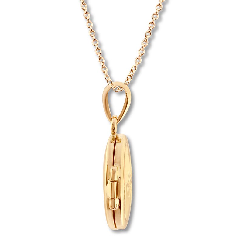 Main Image 2 of Oval Star Locket Necklace 10K Yellow Gold 18"