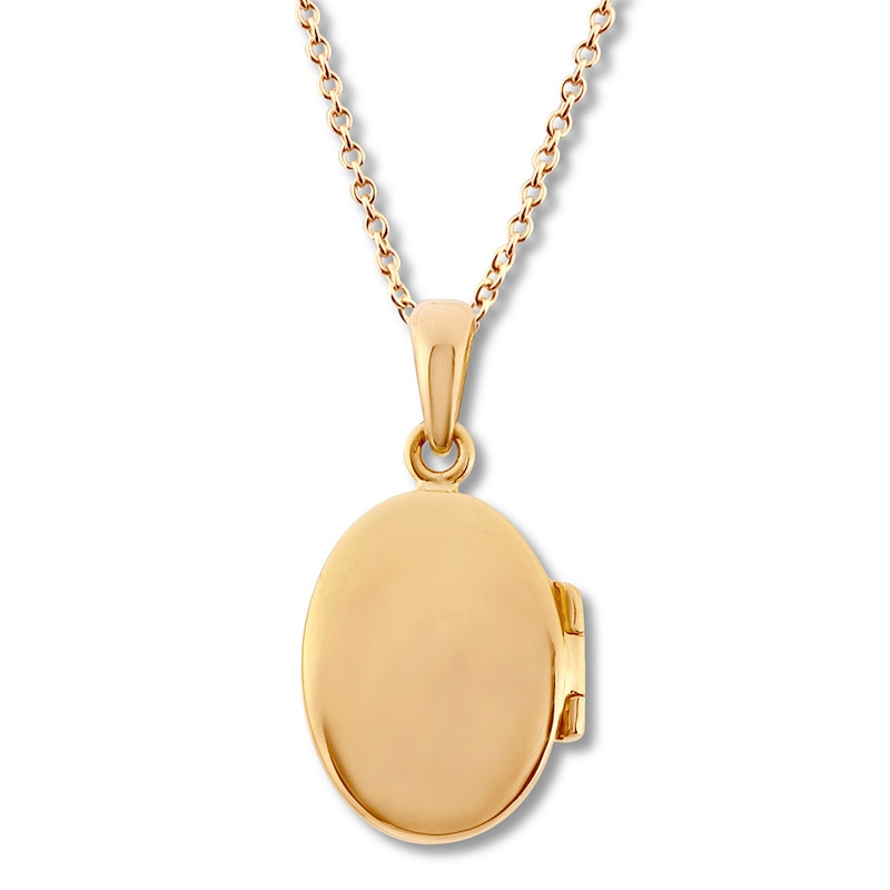 Main Image 4 of Oval Star Locket Necklace 10K Yellow Gold 18"