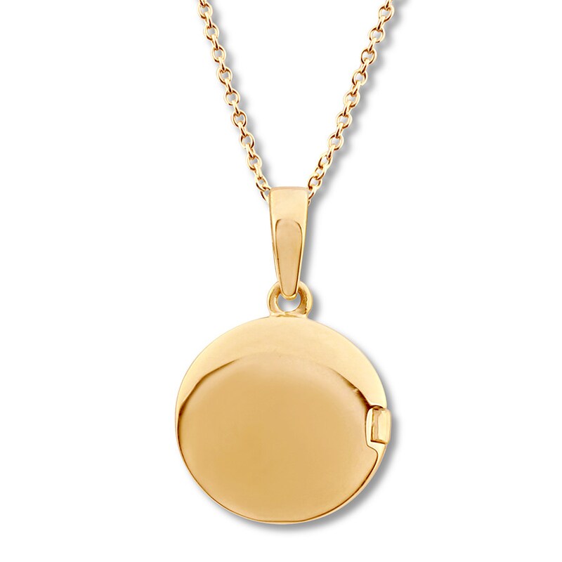 Round Flower Locket 10K Yellow Gold 18"